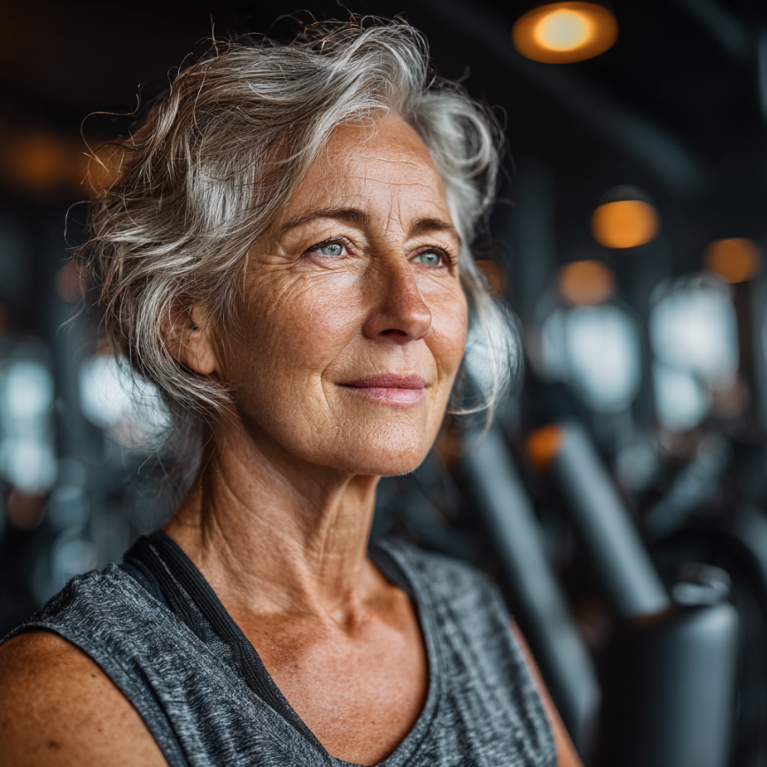 Grup de persoane mature într-o sesiune de fitness